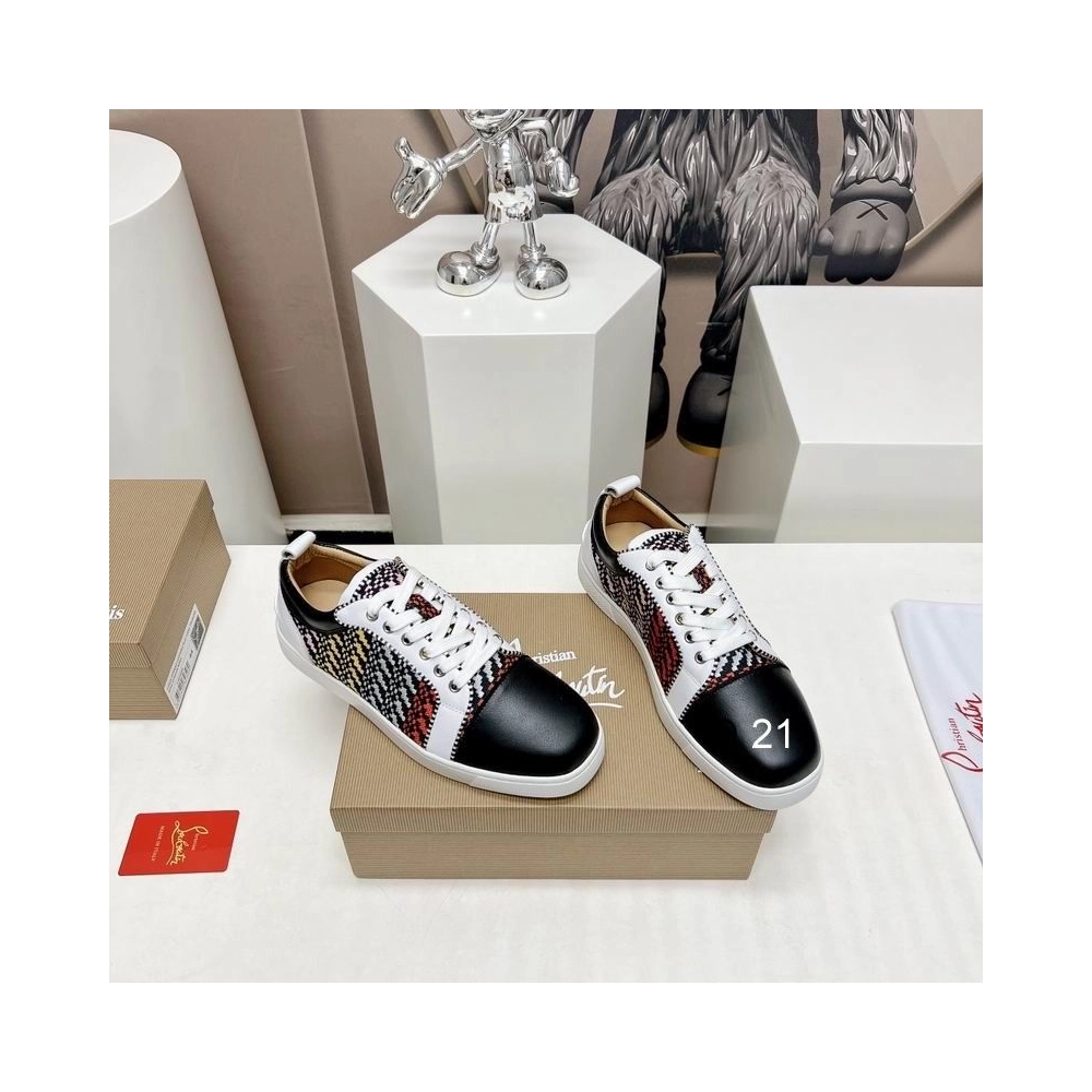 Cheap Christian Louboutin Louis Junior Orlato Flat Sneakers Nappa Raphia Bistrot Multicolor Sale Online