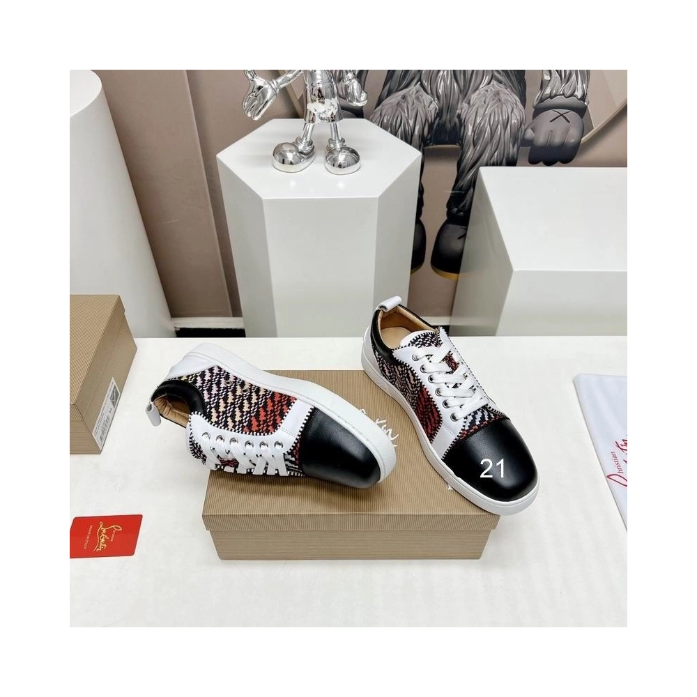 Cheap Christian Louboutin Louis Junior Orlato Flat Sneakers Nappa Raphia Bistrot Multicolor Sale Online