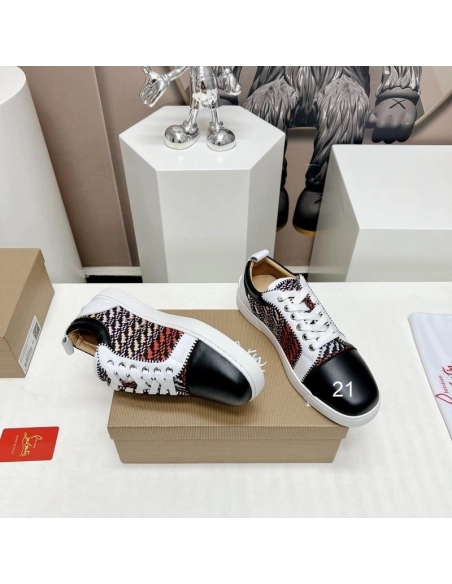 Cheap Christian Louboutin Louis Junior Orlato Flat Sneakers Nappa Raphia Bistrot Multicolor Sale Online