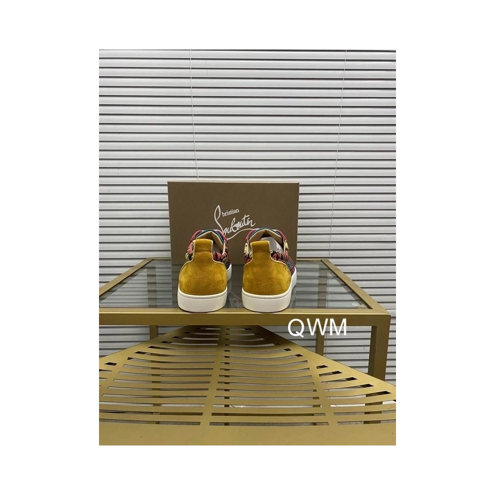 Discount Christian Louboutin Louis Junior Spikes Orlato Flat Sneakers Suede and Leather Multi Outlet