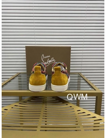 Discount Christian Louboutin Louis Junior Spikes Orlato Flat Sneakers Suede and Leather Multi Outlet