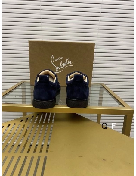 Fake Christian Louboutin Louis Junior Sneakers Suede and Calfskin Blue Black