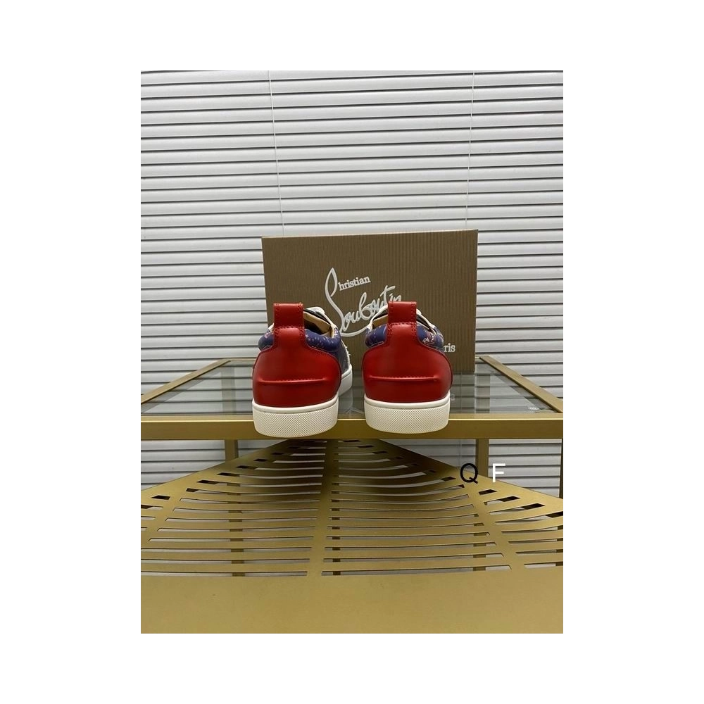 Fake Christian Louboutin Louis Junior Spikes Sneakers Floral Print Leather Multicolor