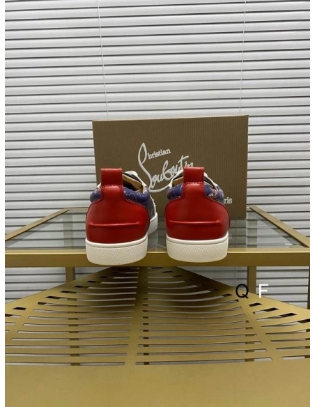 Fake Christian Louboutin Louis Junior Spikes Sneakers Floral Print Leather Multicolor