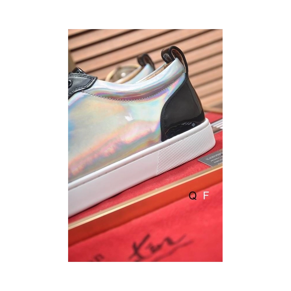 Fake Christian Louboutin Louis Junior Spikes Cap-Toe Sneakers Leather Black, Replica CL Shoes