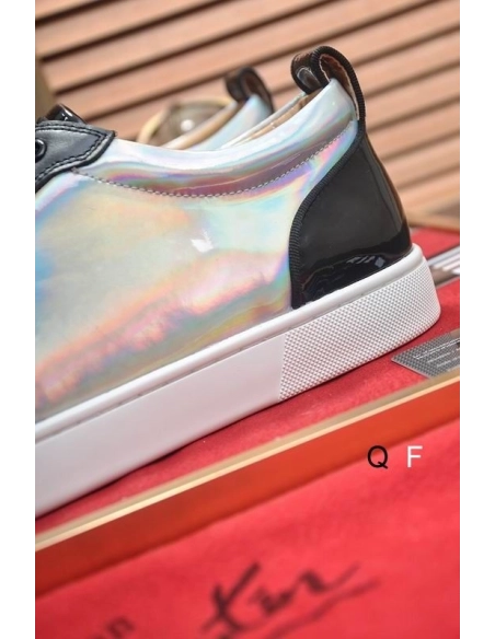 Fake Christian Louboutin Louis Junior Spikes Cap-Toe Sneakers Leather Black, Replica CL Shoes