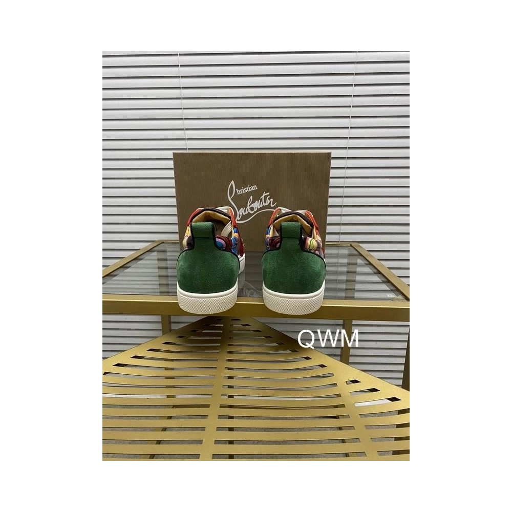 Cheap Christian Louboutin Louis Junior Spikes Orlato Flat Sneakers Suede Multicolor Sale Online