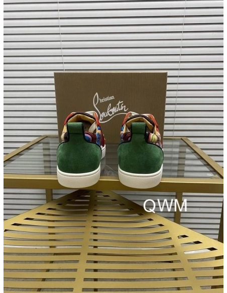 Cheap Christian Louboutin Louis Junior Spikes Orlato Flat Sneakers Suede Multicolor Sale Online