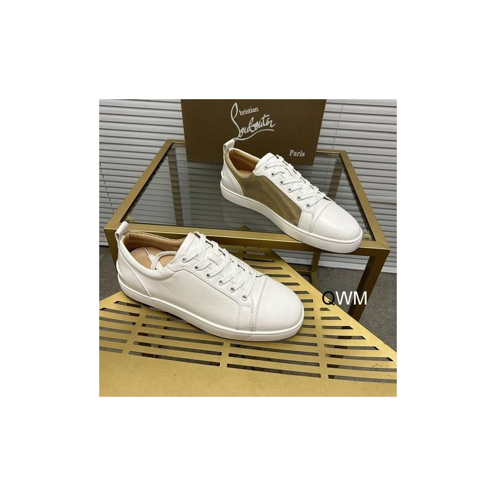 Replica Christian Louboutin Louis Junior Low Top Sneakers Leather White Gold