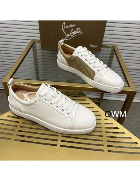 Replica Christian Louboutin Louis Junior Low Top Sneakers Leather White Gold