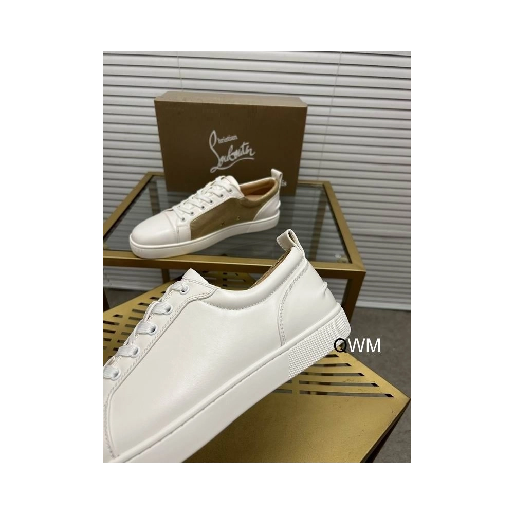 Replica Christian Louboutin Louis Junior Low Top Sneakers Leather White Gold