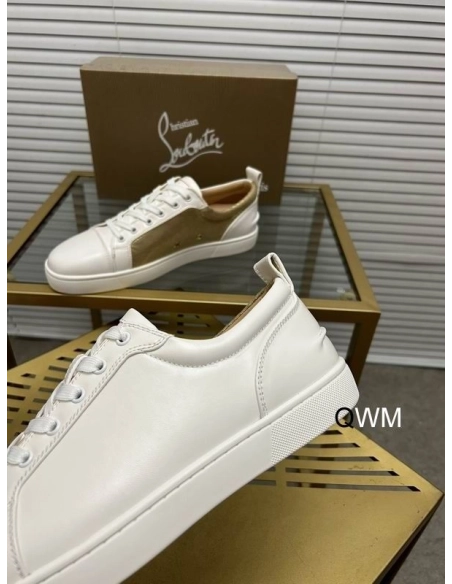 Replica Christian Louboutin Louis Junior Low Top Sneakers Leather White Gold