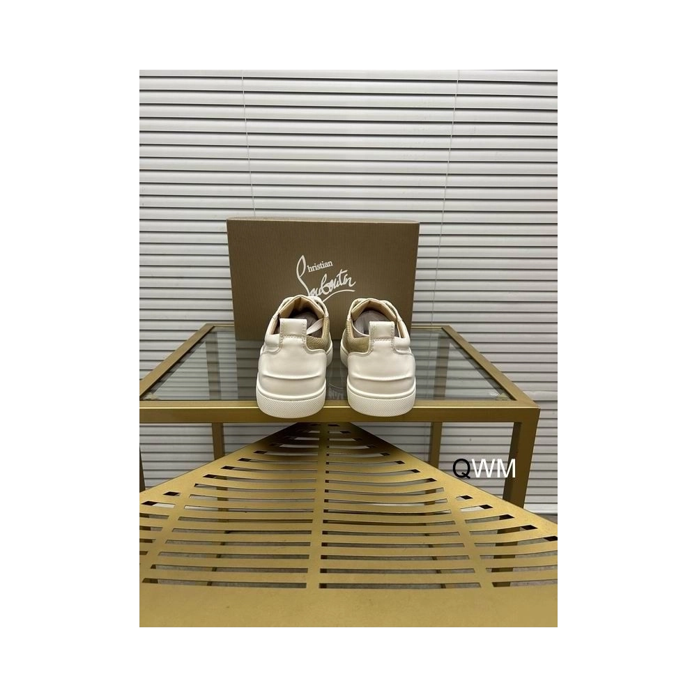 Replica Christian Louboutin Louis Junior Low Top Sneakers Leather White Gold