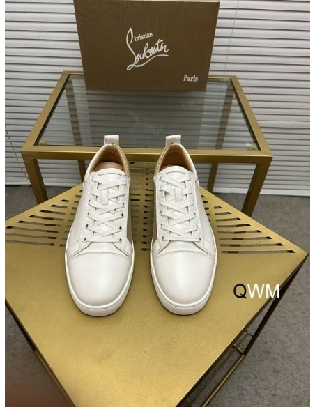 Replica Christian Louboutin Louis Junior Low Top Sneakers Leather White Gold