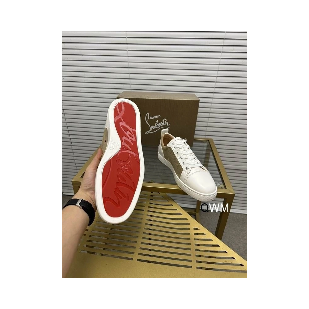 Replica Christian Louboutin Louis Junior Low Top Sneakers Leather White Gold
