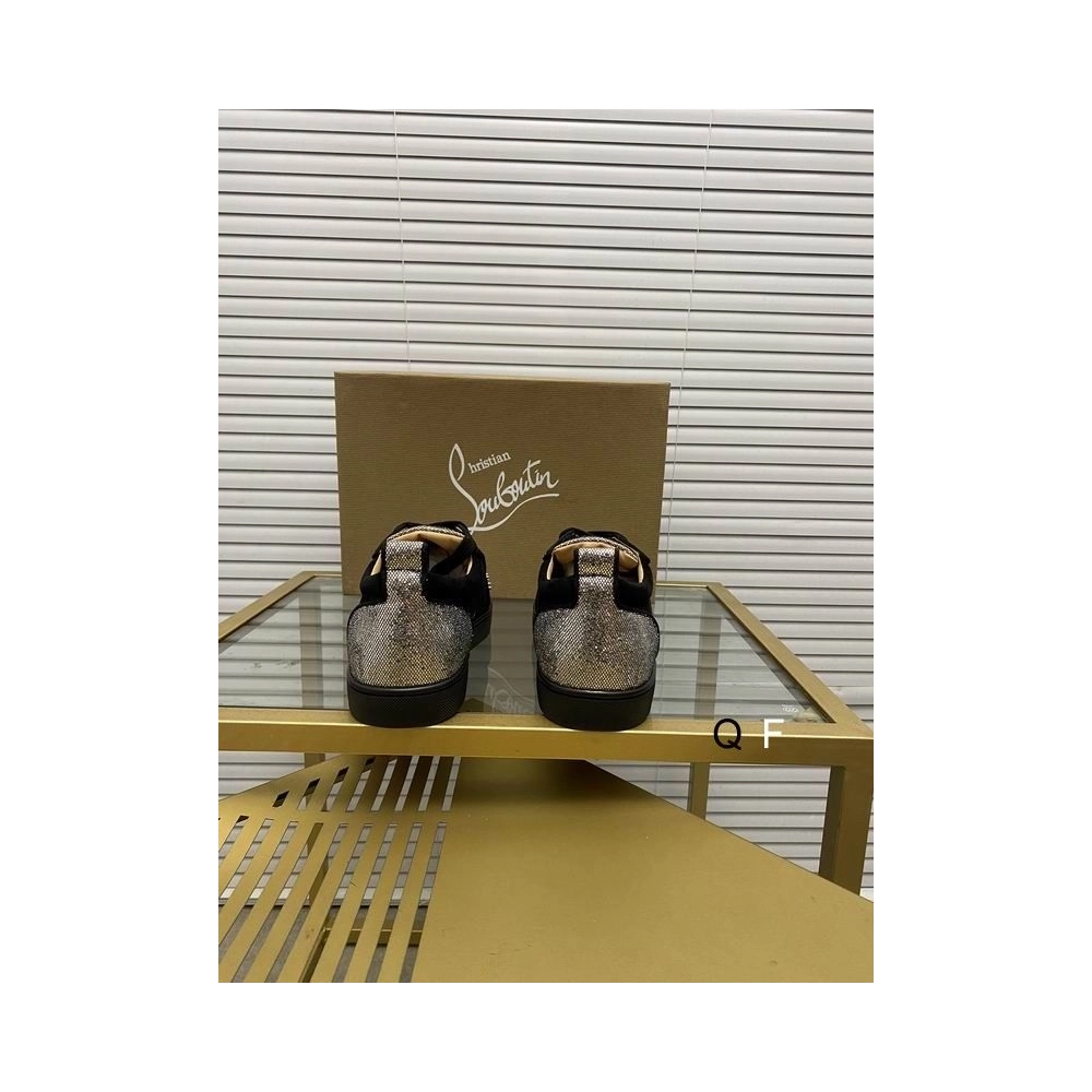 Cheap Christian Louboutin Louis Junior Spikes Orlato Sneakers Leather and Suede Black Sale Online