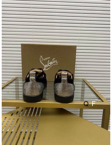 Cheap Christian Louboutin Louis Junior Spikes Orlato Sneakers Leather and Suede Black Sale Online
