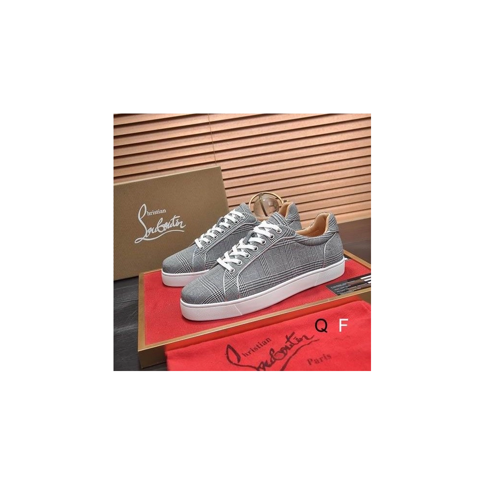 Cheap Christian Louboutin Louis Junior Orlato Sneakers Monochrome Canvas Gray for Sale