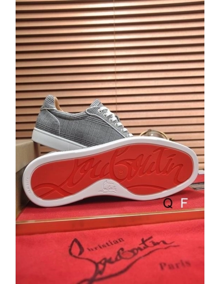 Cheap Christian Louboutin Louis Junior Orlato Sneakers Monochrome Canvas Gray for Sale