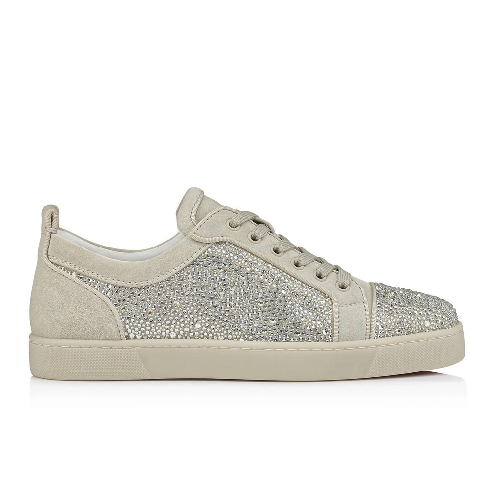 Cheap Christian Louboutin Louis Junior Strass Sneakers Calf Leather Beige Sale Online