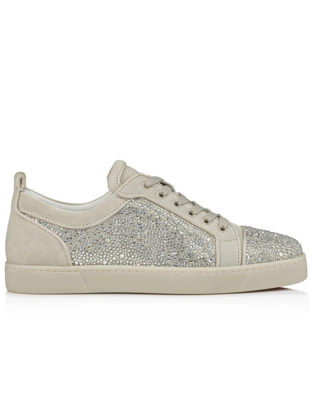 Cheap Christian Louboutin Louis Junior Strass Sneakers Calf Leather Beige Sale Online