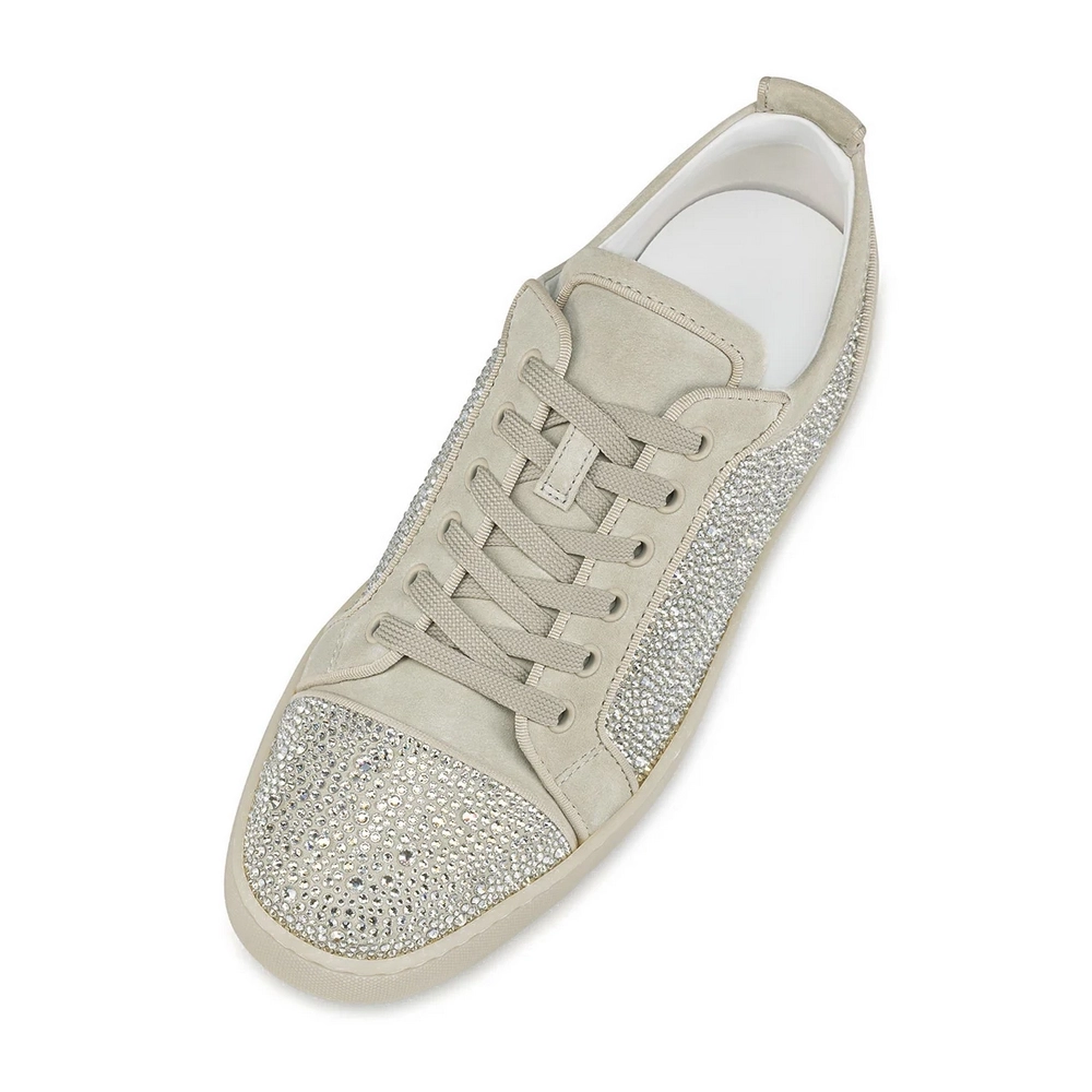 Cheap Christian Louboutin Louis Junior Strass Sneakers Calf Leather Beige Sale Online