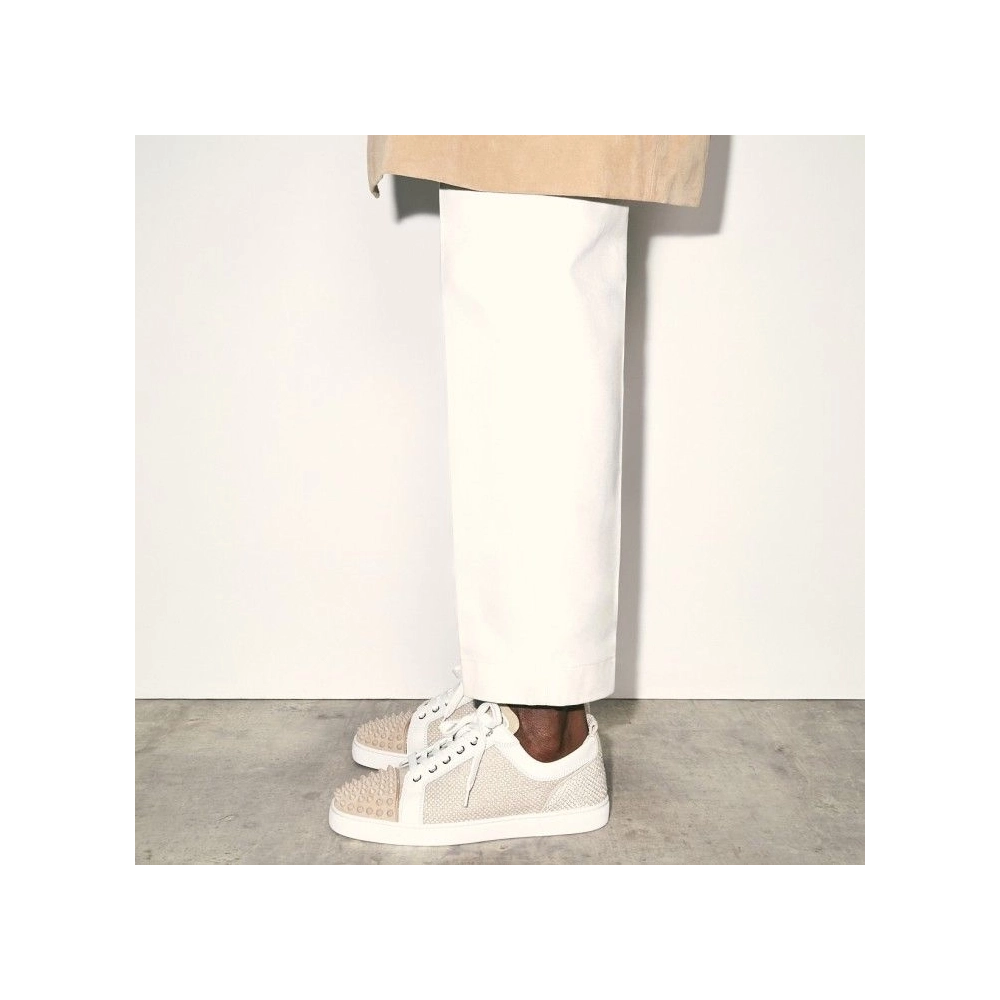 Discount Christian Louboutin Louis Junior Spikes Orlato Sneakers Natural Sale Online