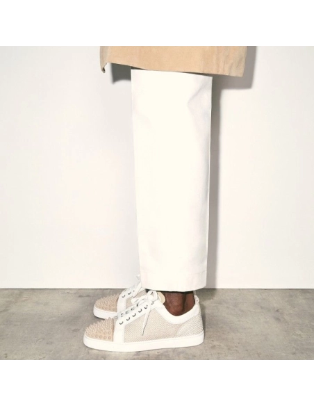 Discount Christian Louboutin Louis Junior Spikes Orlato Sneakers Natural Sale Online