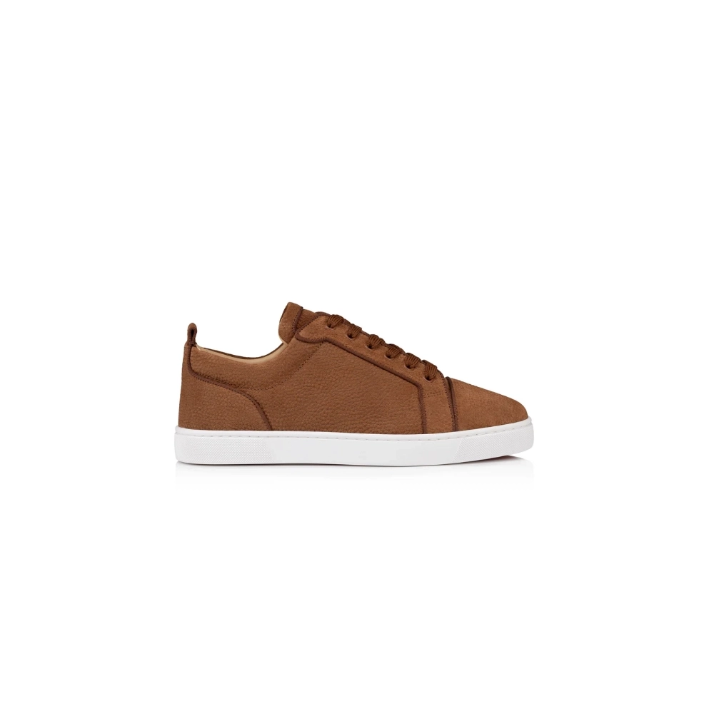 Discount Christian Louboutin Louis Junior Low-Top Sneaker Textured Leather Brown Outlet