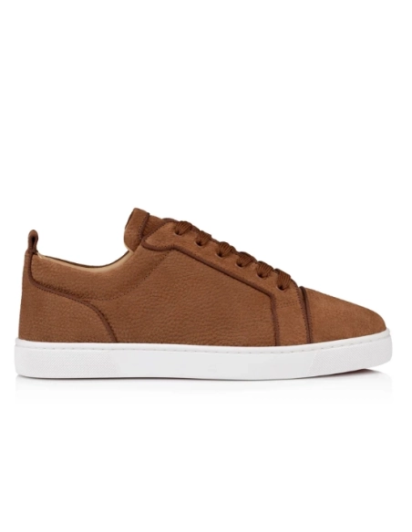 Discount Christian Louboutin Louis Junior Low-Top Sneaker Textured Leather Brown Outlet