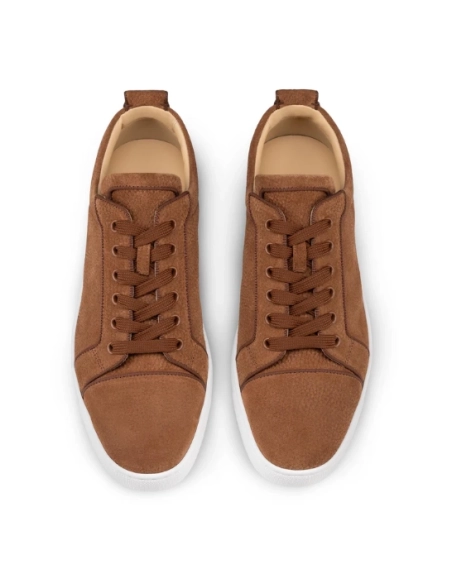 Discount Christian Louboutin Louis Junior Low-Top Sneaker Textured Leather Brown Outlet