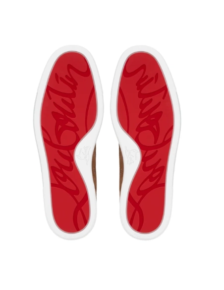 Discount Christian Louboutin Louis Junior Low-Top Sneaker Textured Leather Brown Outlet