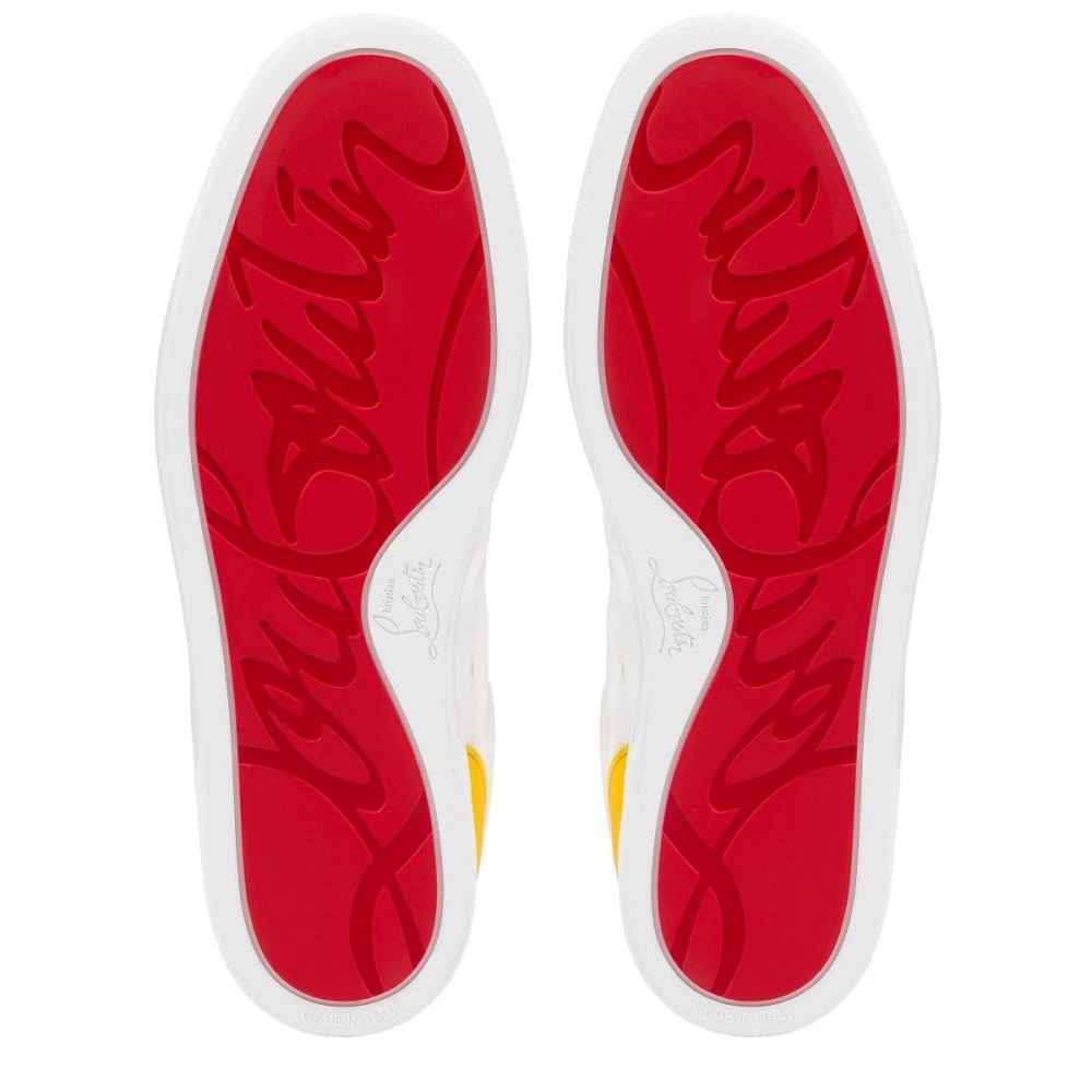 Cheap Christian Louboutin Fun Louis Junior Sneakers Calf Leather White Yellow for Sale