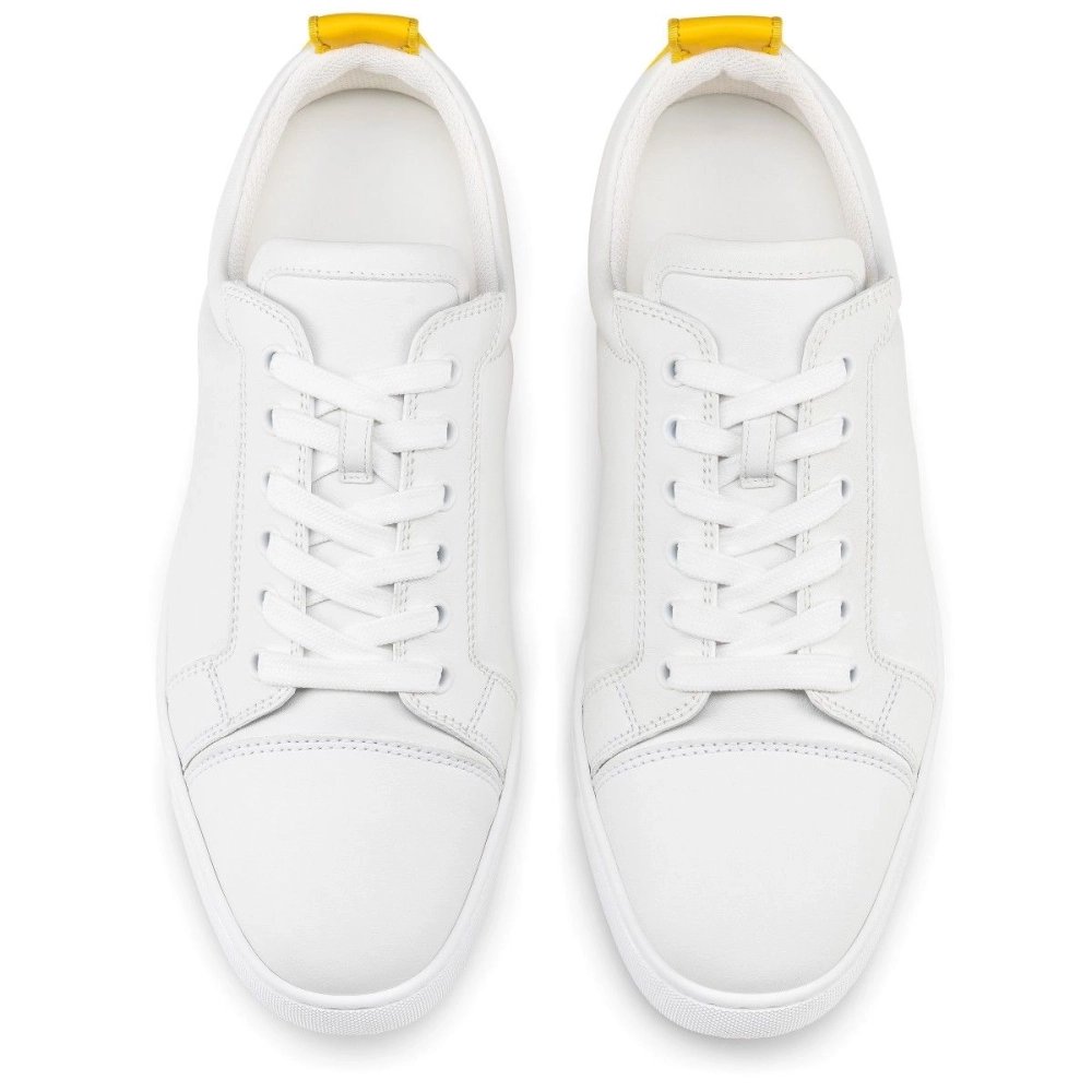 Cheap Christian Louboutin Fun Louis Junior Sneakers Calf Leather White Yellow for Sale