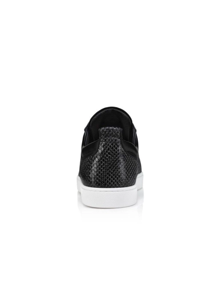 Fake Christian Louboutin Louis Junior Spikes Orlato Sneakers Veau Velours Linen And Spikes Black