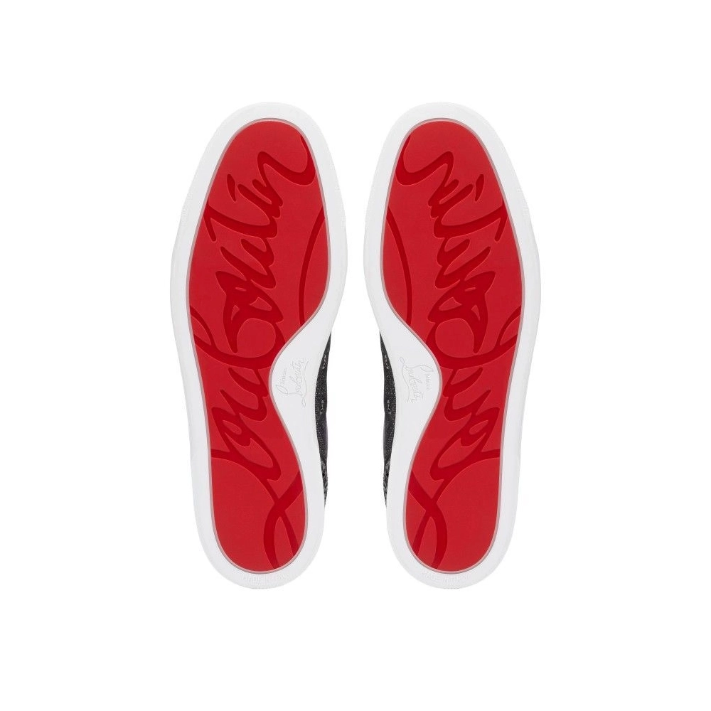 Fake Christian Louboutin Louis Junior Spikes Orlato Sneakers Veau Velours Linen And Spikes Black