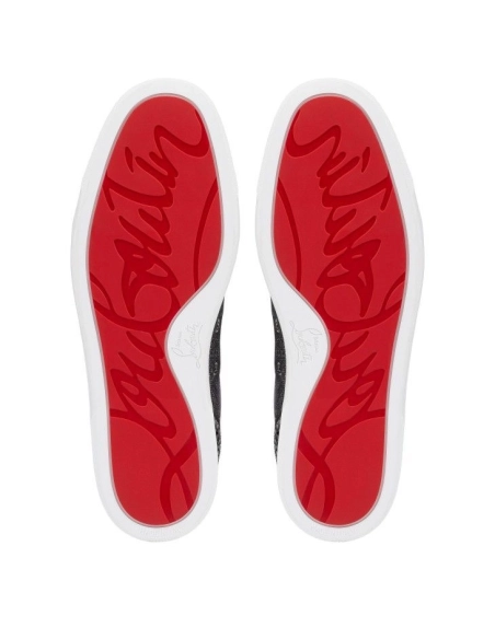 Fake Christian Louboutin Louis Junior Spikes Orlato Sneakers Veau Velours Linen And Spikes Black