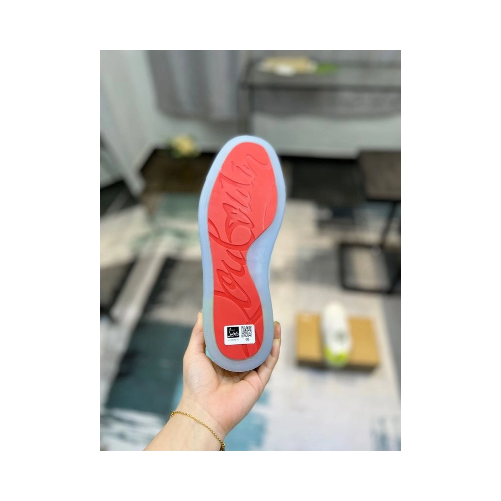 Replica Christian Louboutin Fun Louis Junior Spikes Sneakers White Fluo Yellow