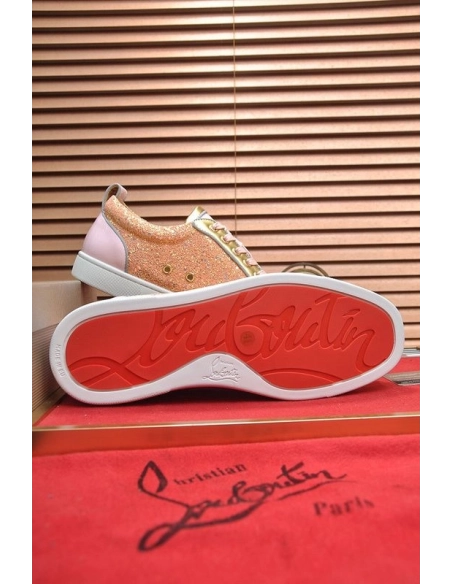 Fake Christian Louboutin Louis Junior Spikes Men Low-top Sneakers Pink, Replica Christian Louboutin Shoes