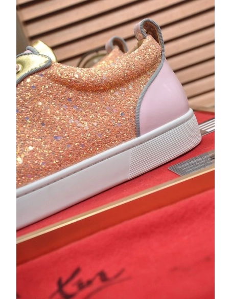 Fake Christian Louboutin Louis Junior Spikes Men Low-top Sneakers Pink, Replica Christian Louboutin Shoes