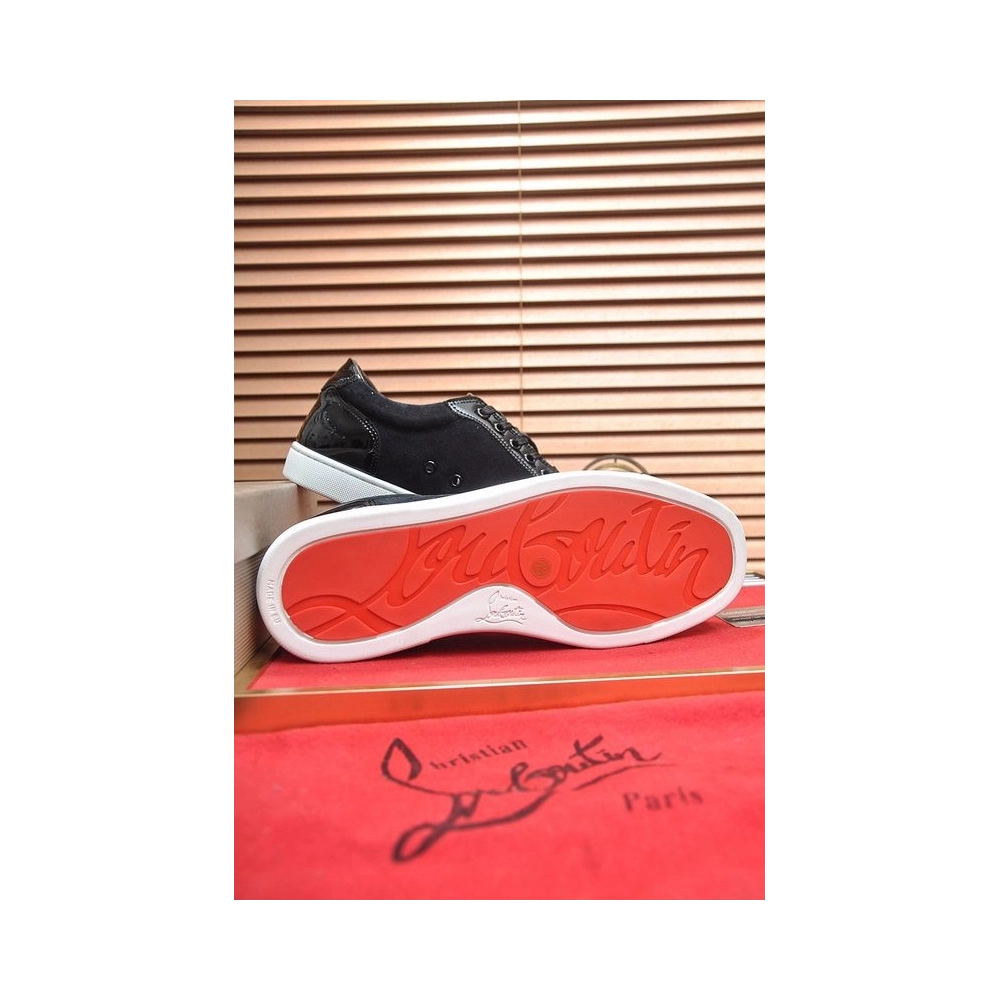 Replica Christian Louboutin Louis Junior Crystal Embellished Sneakers Suede Black