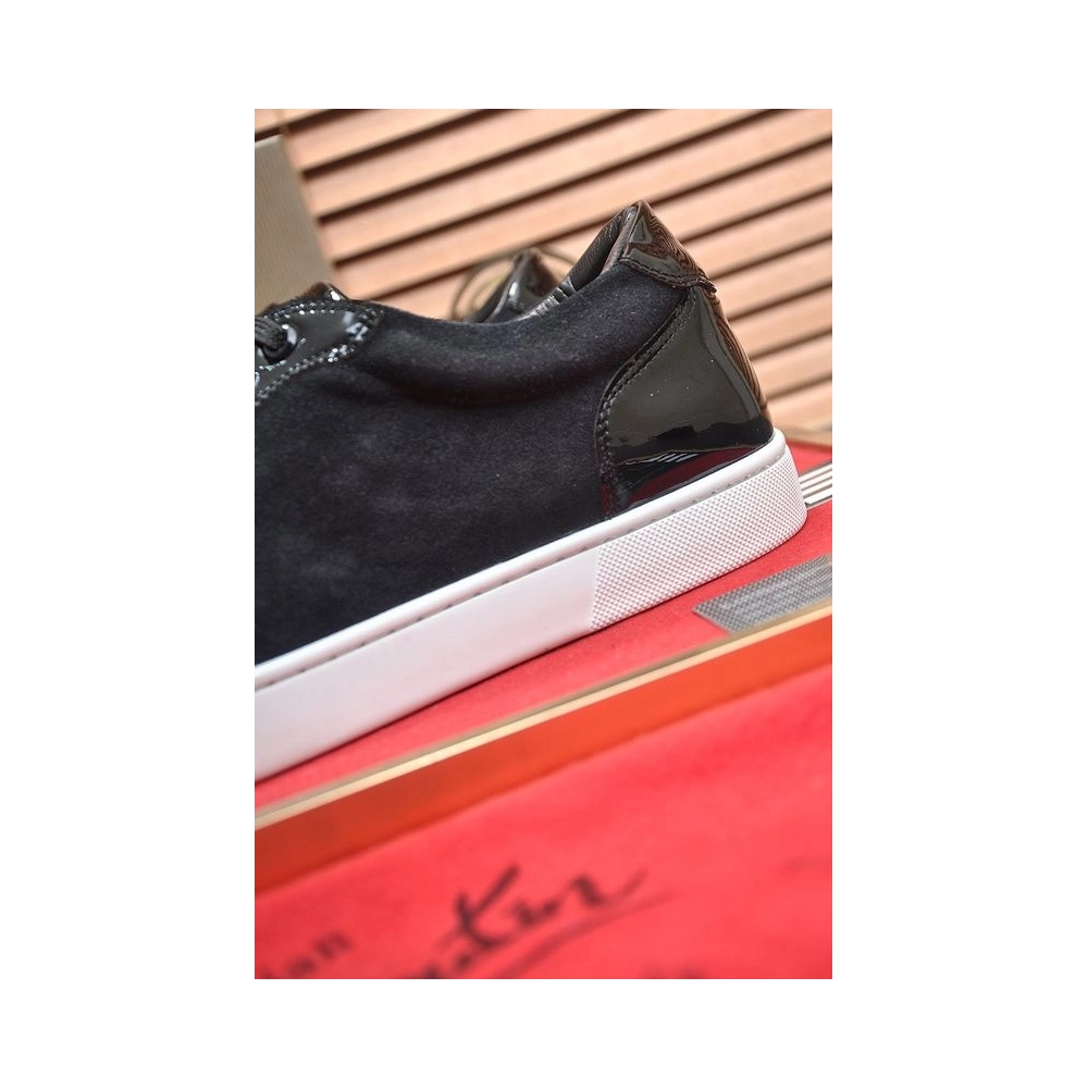 Replica Christian Louboutin Louis Junior Crystal Embellished Sneakers Suede Black