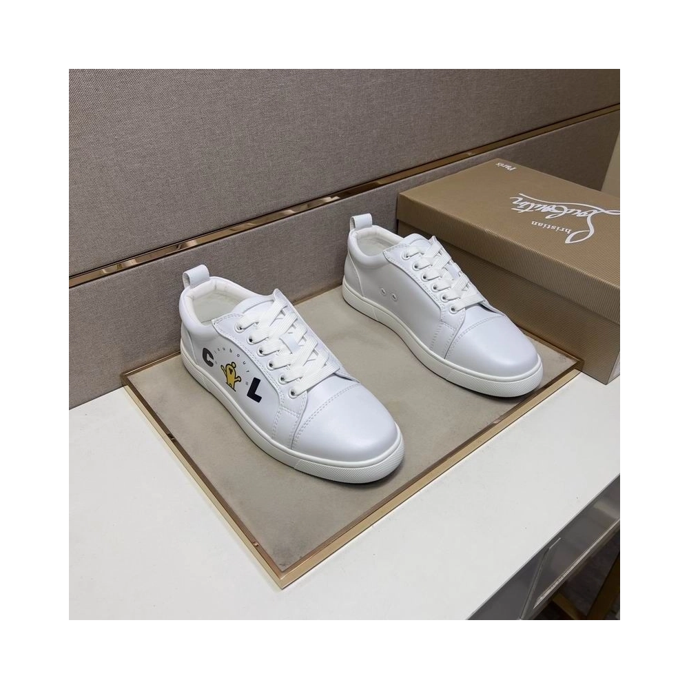 Fake Christian Louboutin Louis Junior Men Low-top Sneakers Calfskin White, Replica CL Shoes
