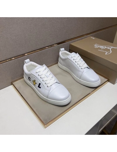 Fake Christian Louboutin Louis Junior Men Low-top Sneakers Calfskin White, Replica CL Shoes