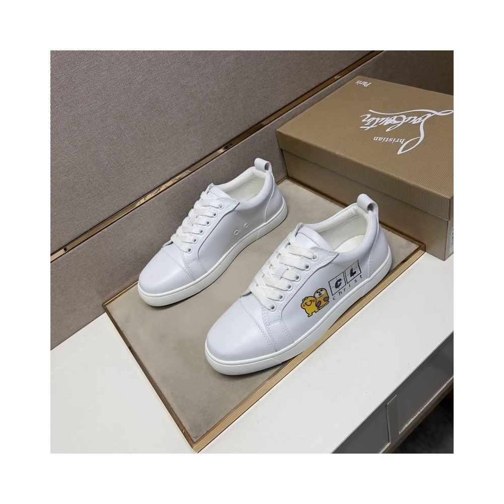 Fake Christian Louboutin Louis Junior Men Low-top Sneakers Calfskin White, Replica CL Shoes