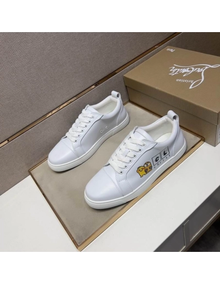 Fake Christian Louboutin Louis Junior Men Low-top Sneakers Calfskin White, Replica CL Shoes