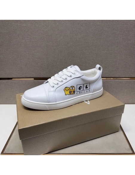 Fake Christian Louboutin Louis Junior Men Low-top Sneakers Calfskin White, Replica CL Shoes
