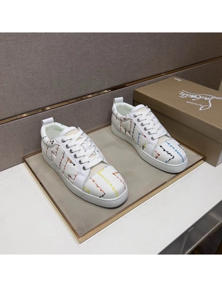 Fake Christian Louboutin Louis Junior Men Low-top Sneakers White, Knockoff CL Shoes