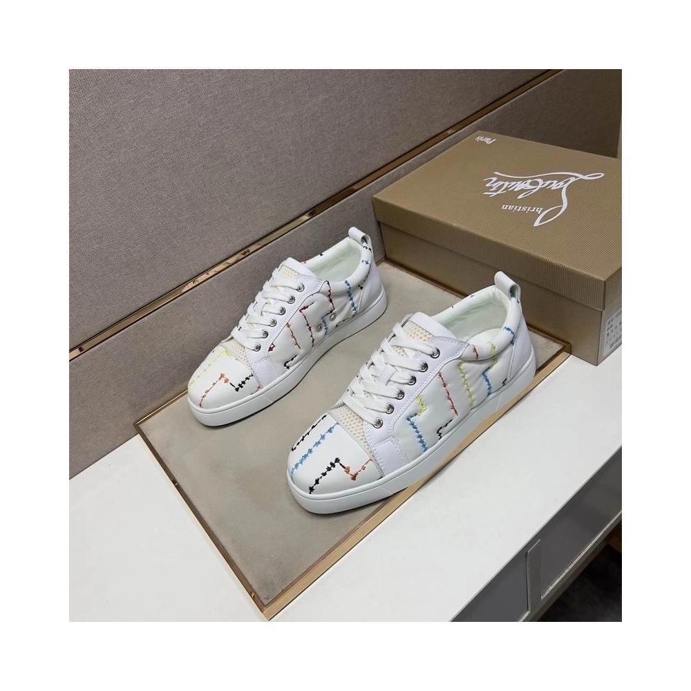 Fake Christian Louboutin Louis Junior Men Low-top Sneakers White, Knockoff CL Shoes