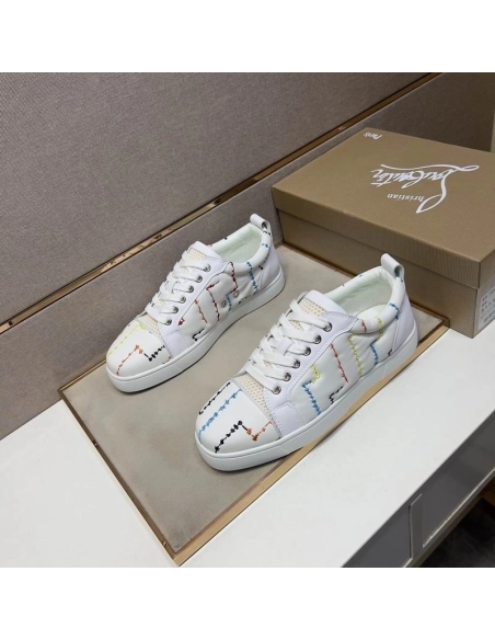 Fake Christian Louboutin Louis Junior Men Low-top Sneakers White, Knockoff CL Shoes